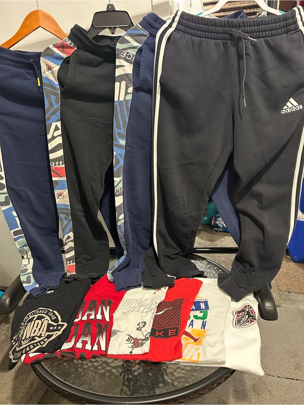 Nike,Fila,adidas Kids Joggers with White Side Stripes size 11-12+6 Nike shirt’s